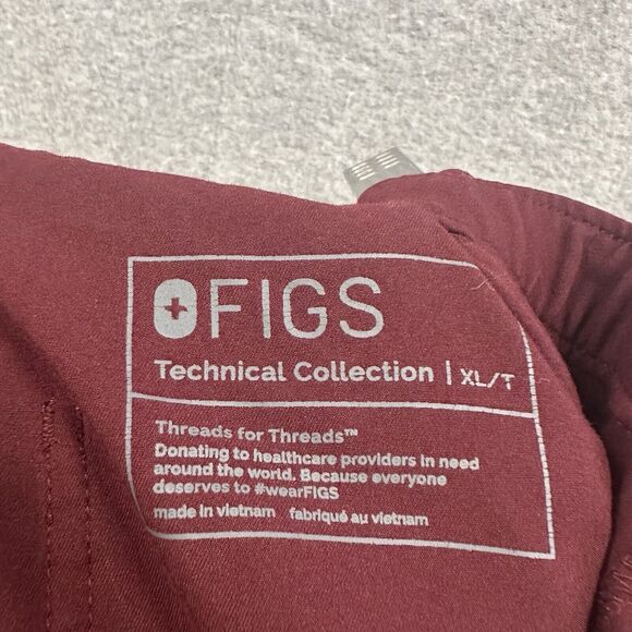 Figs Scrub Pants Mens Extra Large Tall Cairo Burgundy Red Nurse Uniform TM3001T - Picture 16 of 16